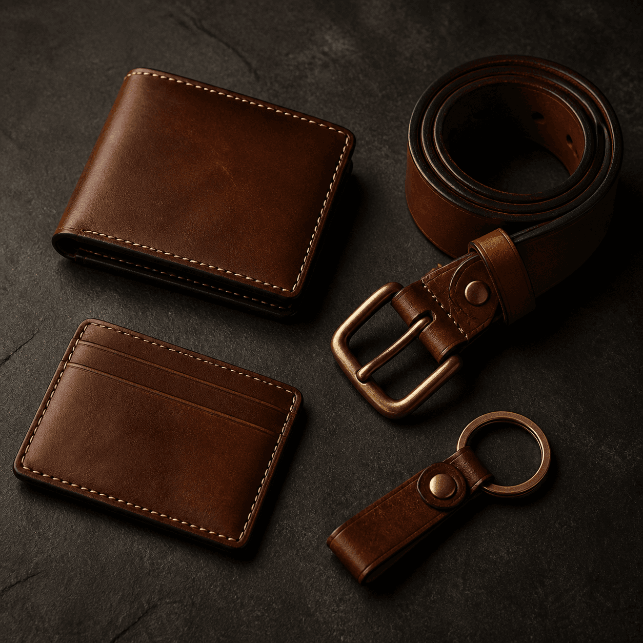 Collection of full-grain leather essentials